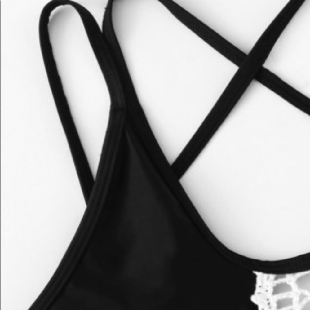 Crochet Lace Panel One Piece Swimsuit - Picture 3 of 4